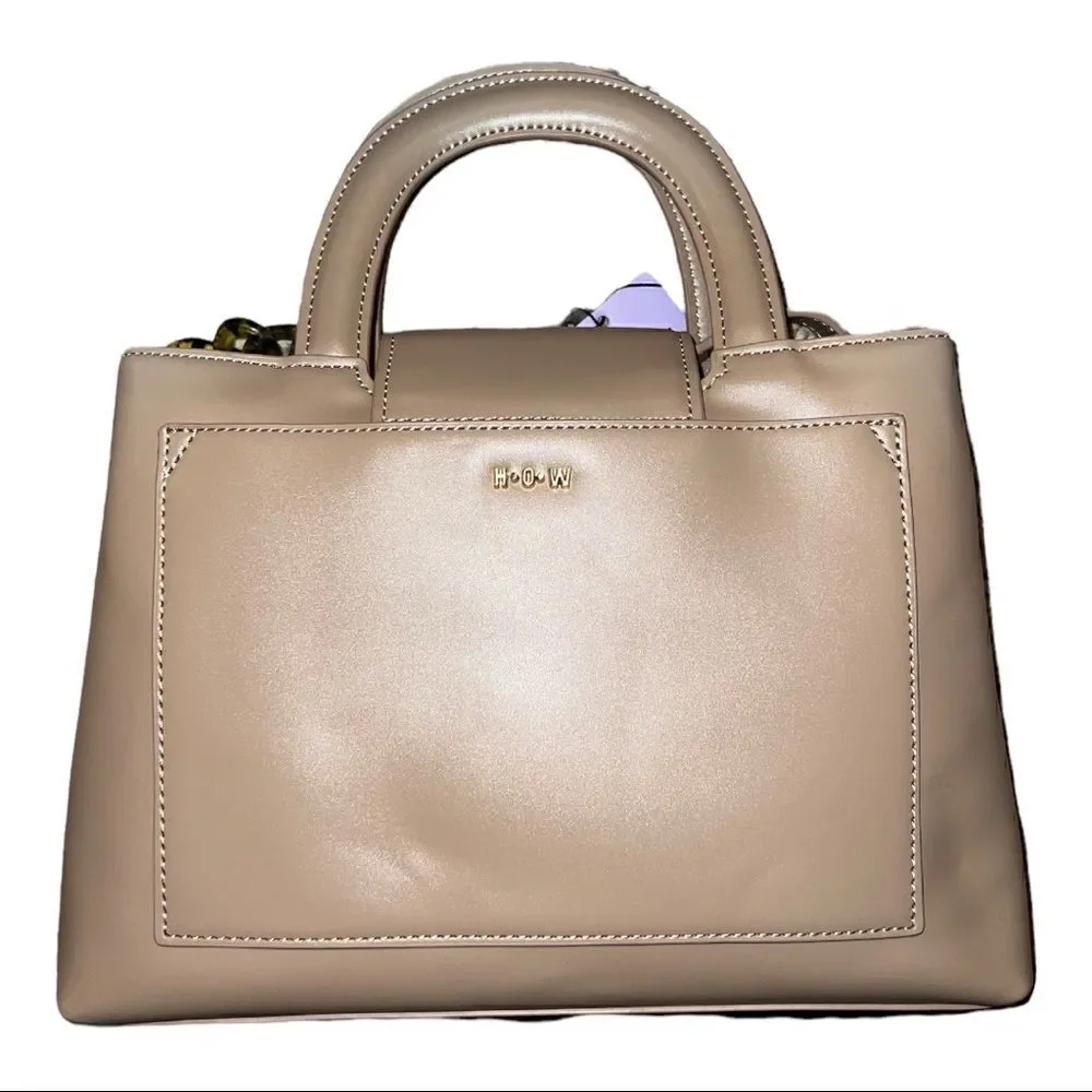 House of Want Taupe Snack Top Handle Satchel Vegan Leather NWD